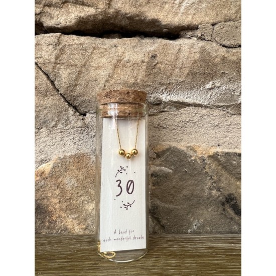30th Gold Birthday Bead Necklace