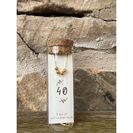40th Gold Birthday Bead Necklace
