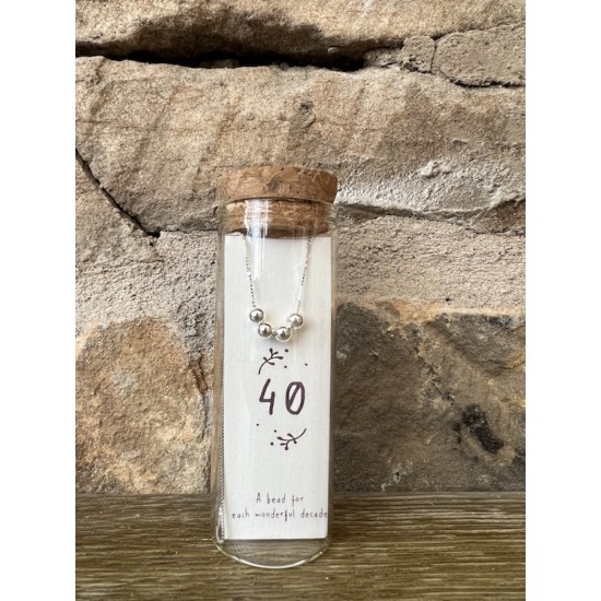40th Silver Birthday Bead Necklace