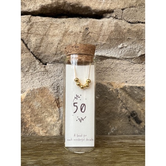 50th Gold Birthday Bead Necklace