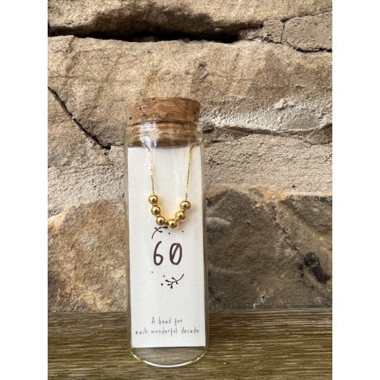 60th Gold Birthday Bead Necklace