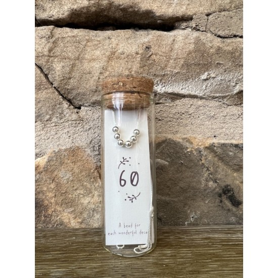 60th Silver Birthday Bead Necklace