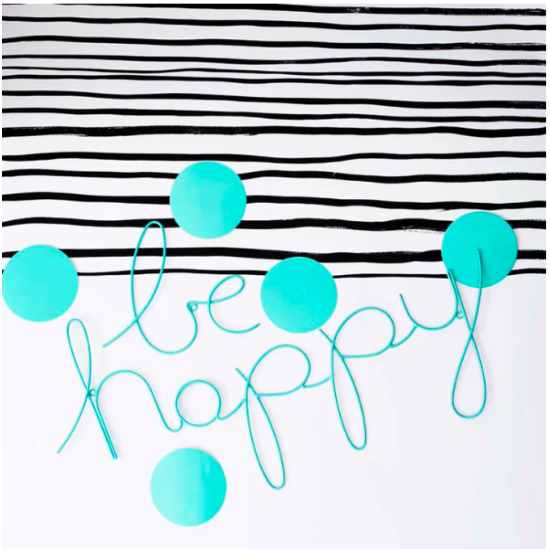 Be Happy Wire Word Turquoise