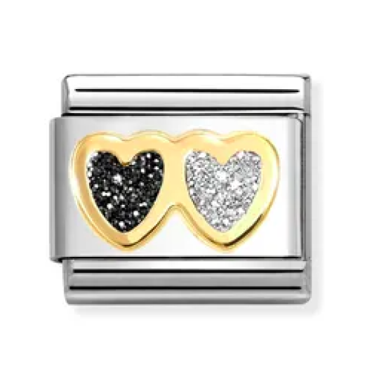 Black & Silver Double Heart Link 