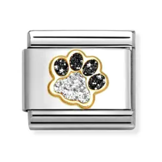 Black and Silver Glitter Paw Print Link