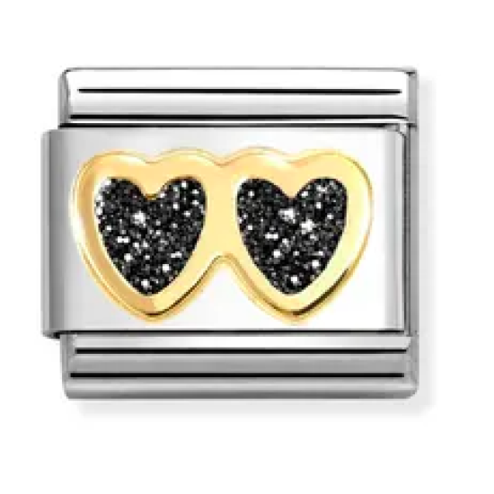 Black Double Heart Link 