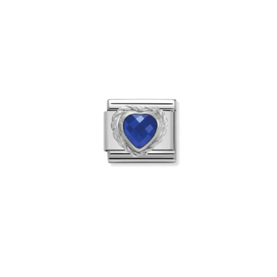 Blue Faceted Heart Link