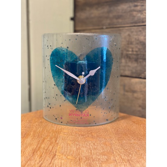 Blue Heart Curve Clock