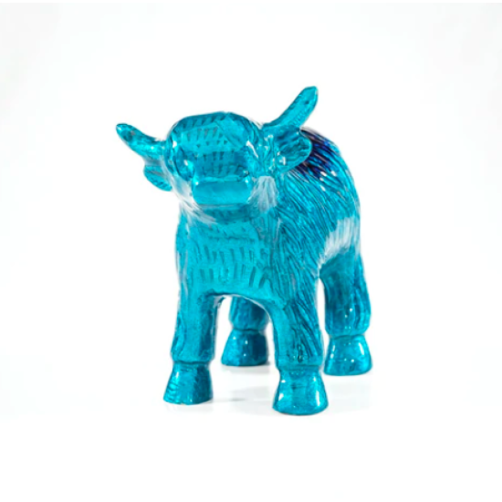 Brushed Aqua Highland Cow Medium 