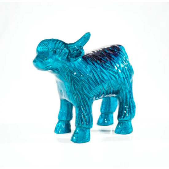 Brushed Aqua Highland Cow Large 