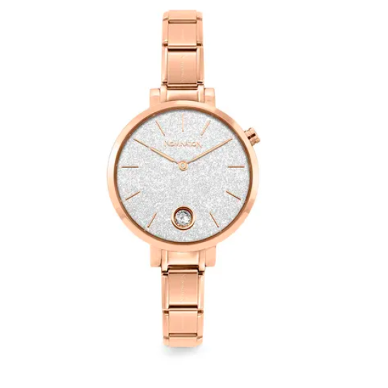 Composable Rosegold Watch with Glitter and CZ 