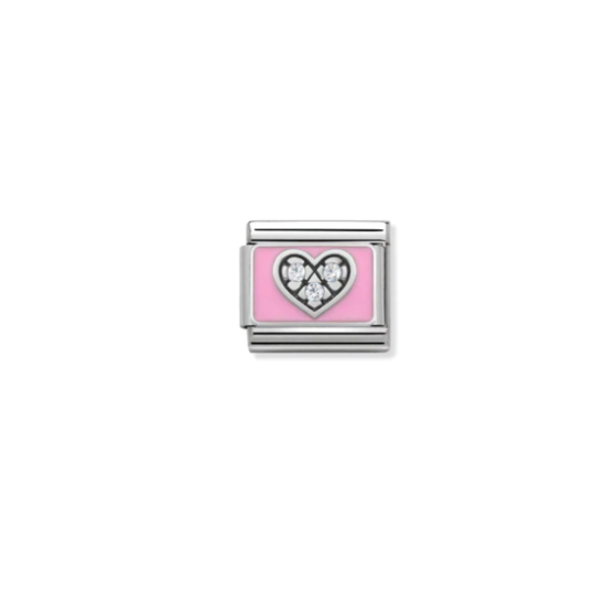 Cubic Zirconia Pink Heart Link