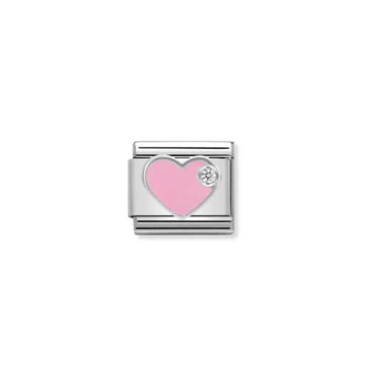 Cubic Zirconia Pink Heart Link