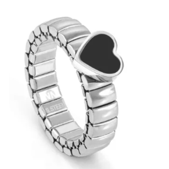 Extension Black Agate Heart Ring 