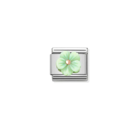 Flower in Green Mother of Pearl Link