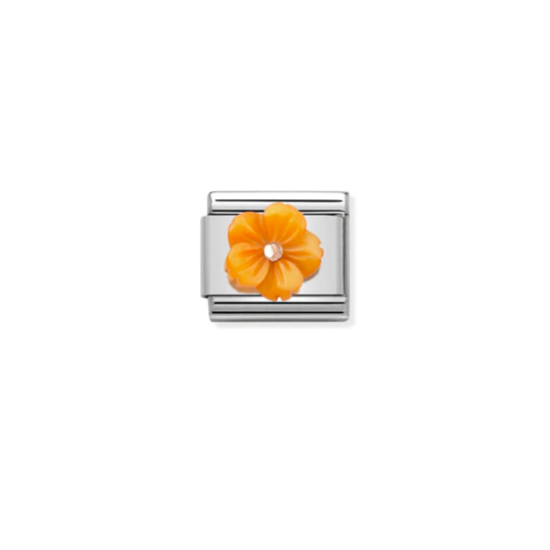 Flower in Orange Mother of Pearl Link