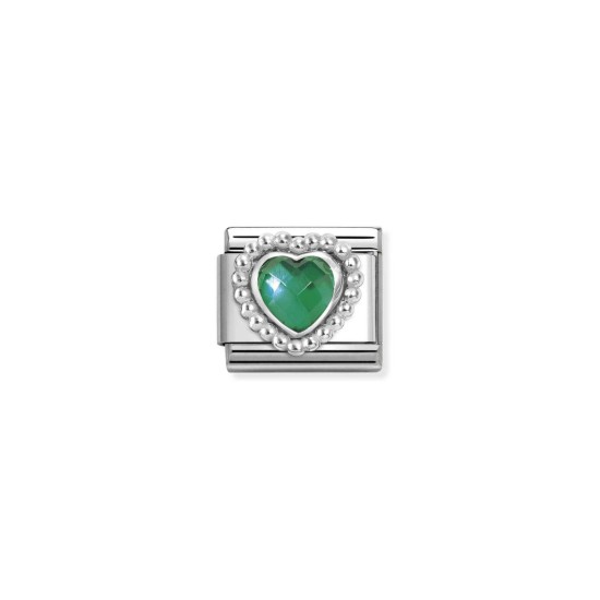 Green Stone Heart Link 