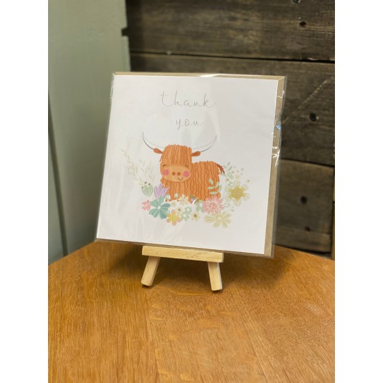 Highland Cow Thank You Greeting Card