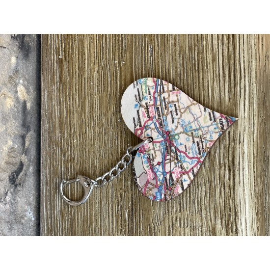 Linlithgow Map Heart Keyring