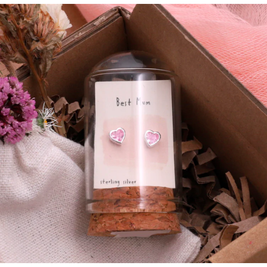 Message in a Bottle Best Mum Pink Crystal Studs