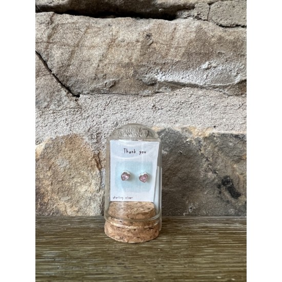 Message in a Bottle Thank You Pink Crystal Studs