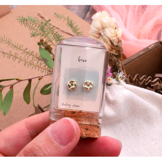 Message in a Bottle With Love Gold Studs