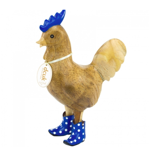 Natural Finish Cockerel with Blue Spotty Cowboy Boots