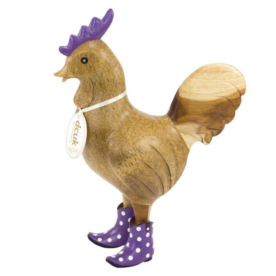 Natural Finish Cockerel with Purple Spotty Cowboy Boots