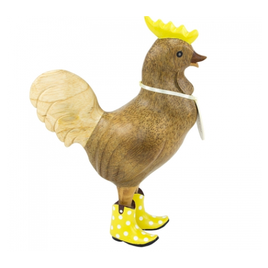 Natural Finish Cockerel with Yellow Spotty Cowboy Boots