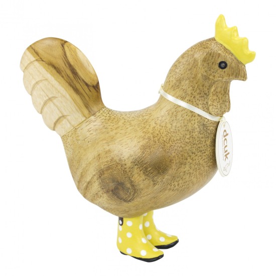 Natural Finish Hen with Yellow Spotty Cowboy Boots