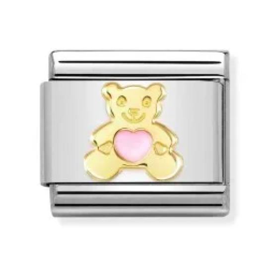 Pink Bear In Gold Link 