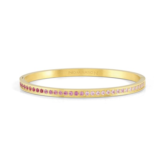 Pretty Bangles Gold Pink Cubic Zirconia Large 