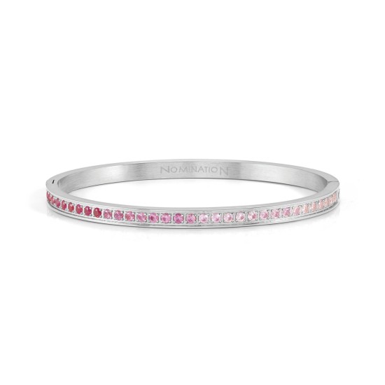 Pretty Bangles Silver Pink  Cubic Zirconia Large 