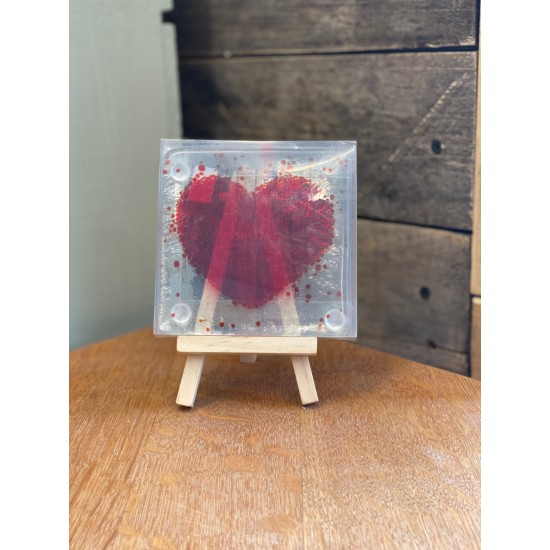 Red Heart Glass Coaster
