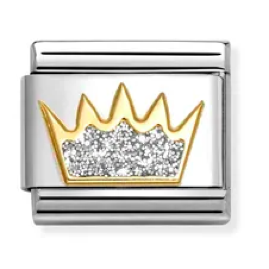 Silver Glitter Crown Link 
