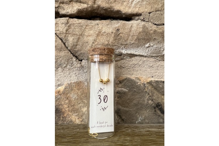 30th Gold Birthday Bead Necklace