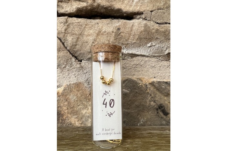 40th Gold Birthday Bead Necklace