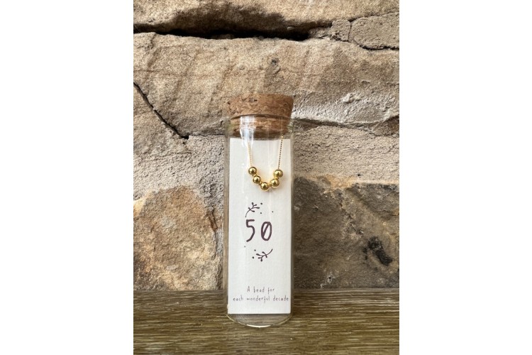 50th Gold Birthday Bead Necklace
