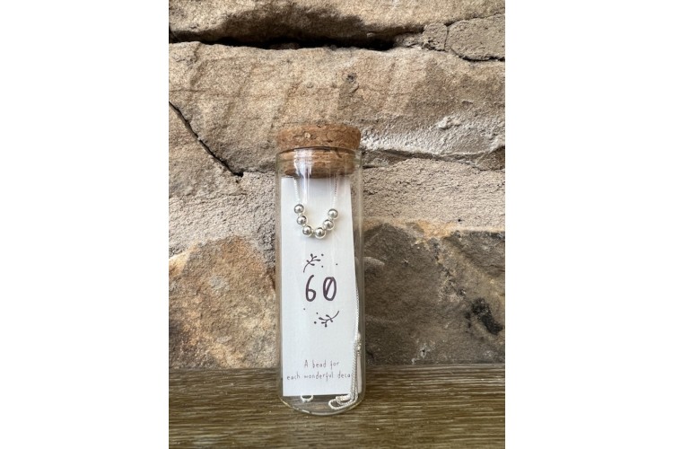 60th Silver Birthday Bead Necklace