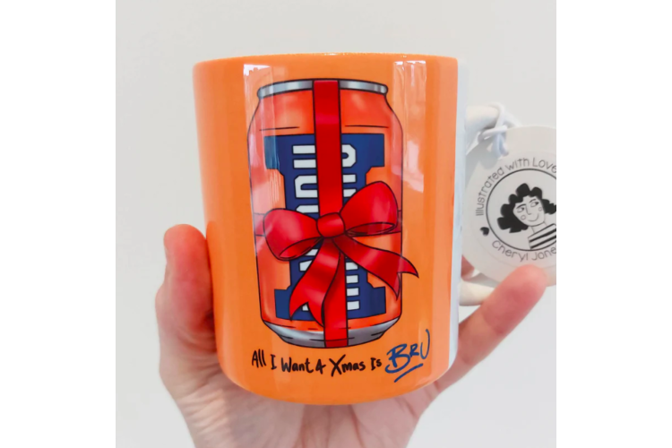All I Want For Xmas Is Bru' illustrated mug