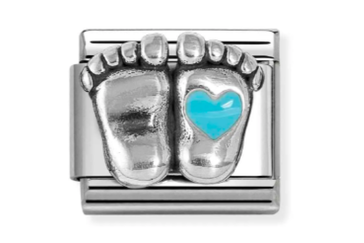 Baby Feet Blue Heart Link 