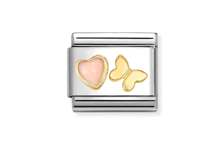 baby pink heart stone with butterfly