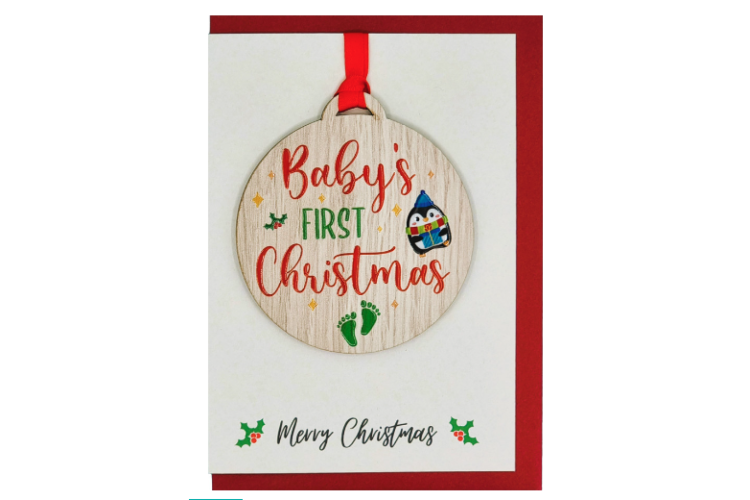 Baby's First Christmas Card with Gift