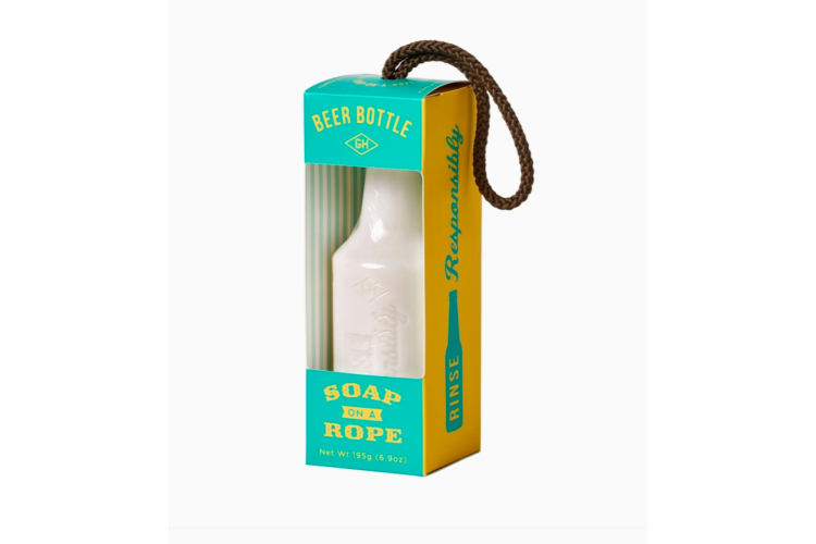 Beer bottle soap on a rope 