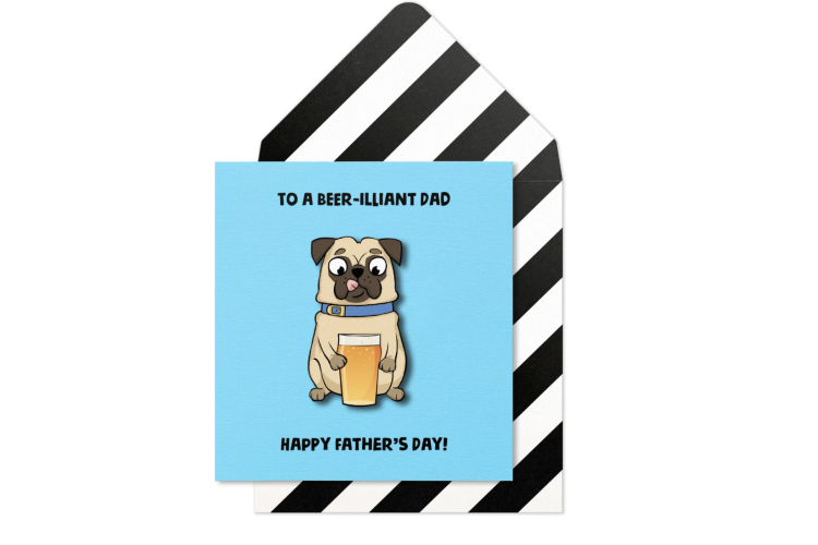 Beer-illiant Dad Pug Card