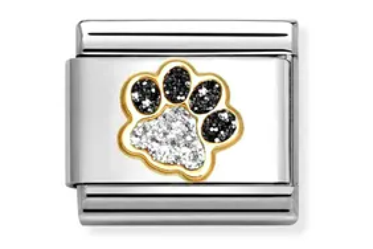 Black and Silver Glitter Paw Print Link