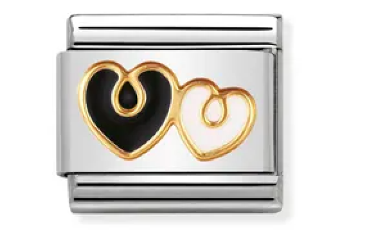 Black and White Double Heart