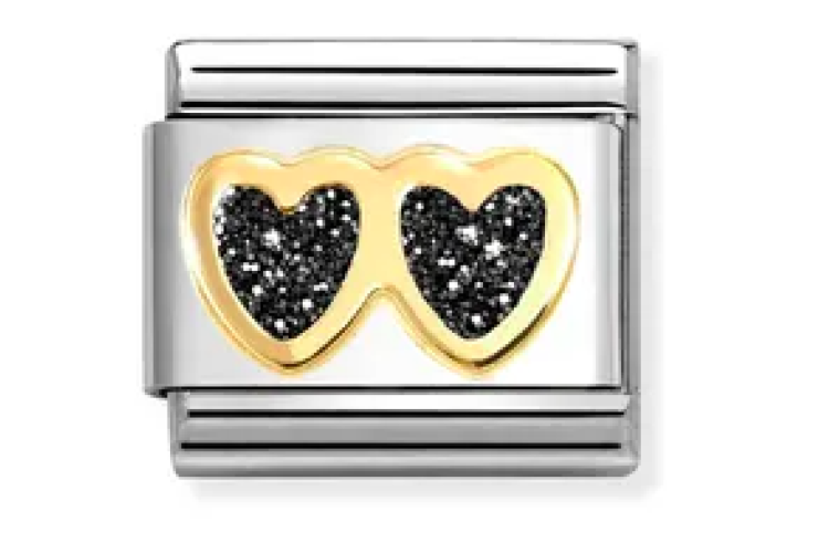Black Double Heart Link 