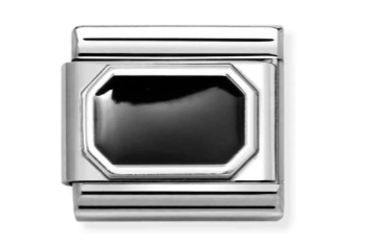 Black Enamel Rectangle Link 