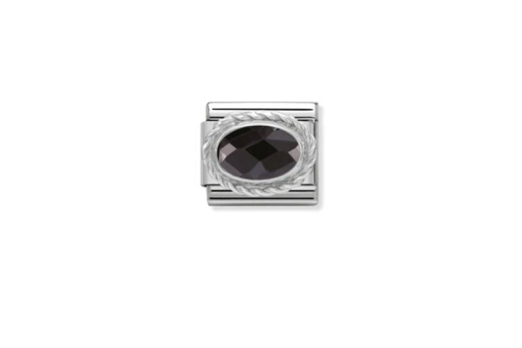 Black Faceted Oval Link
